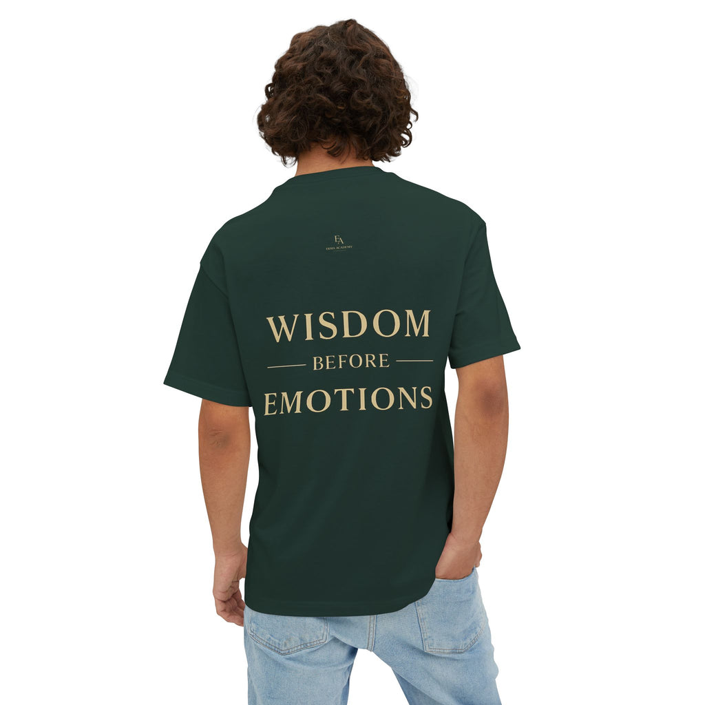 WISDOM BEFORE EMOTIONS - Unisex Premium Heavy Oversized Christian Tee with letters at the back| EKMA Academy Kingdom Streetwear