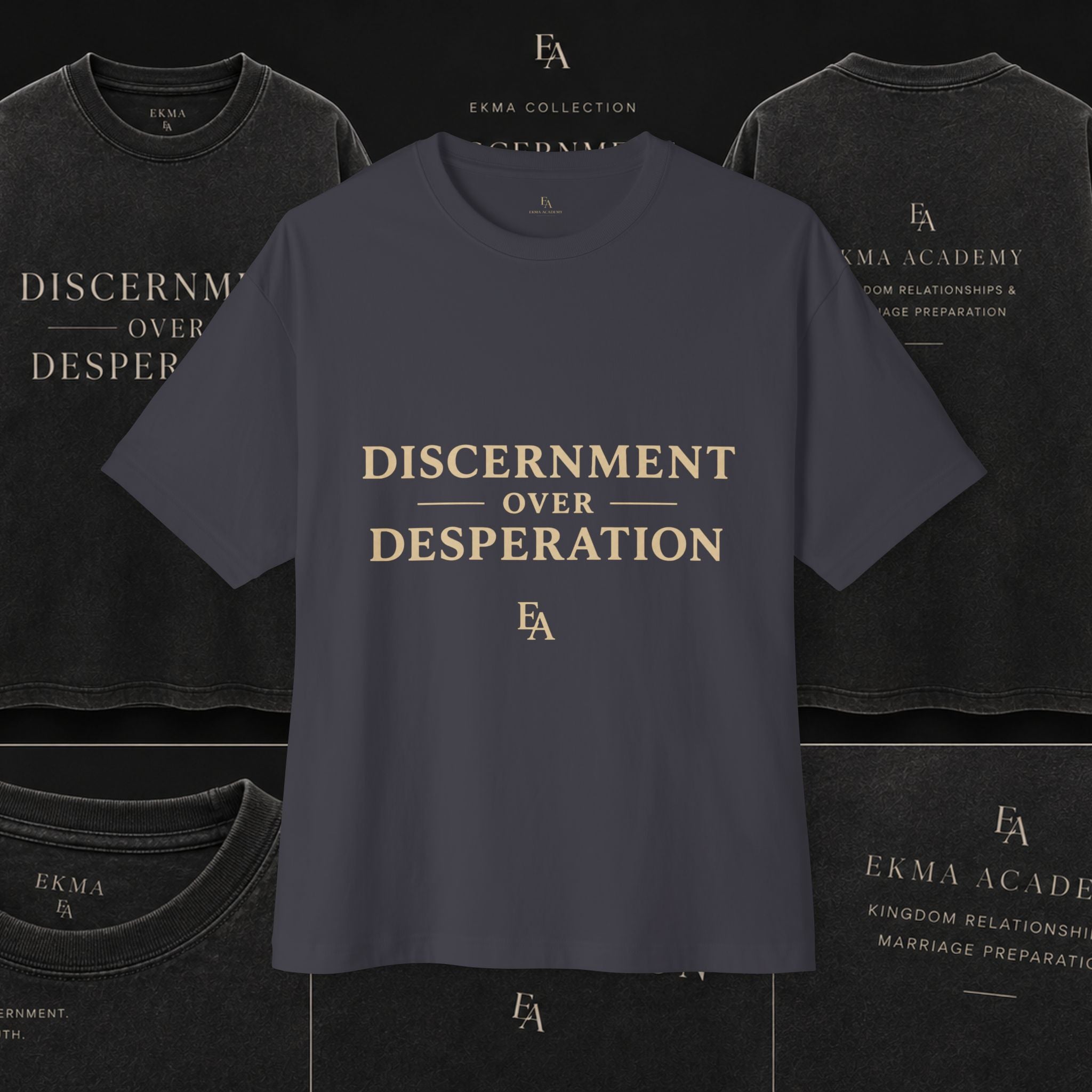 DISCERNMENT OVER DESPERATION Premium Heavy Oversized Christian Tee | EKMA Academy Kingdom Streetwear