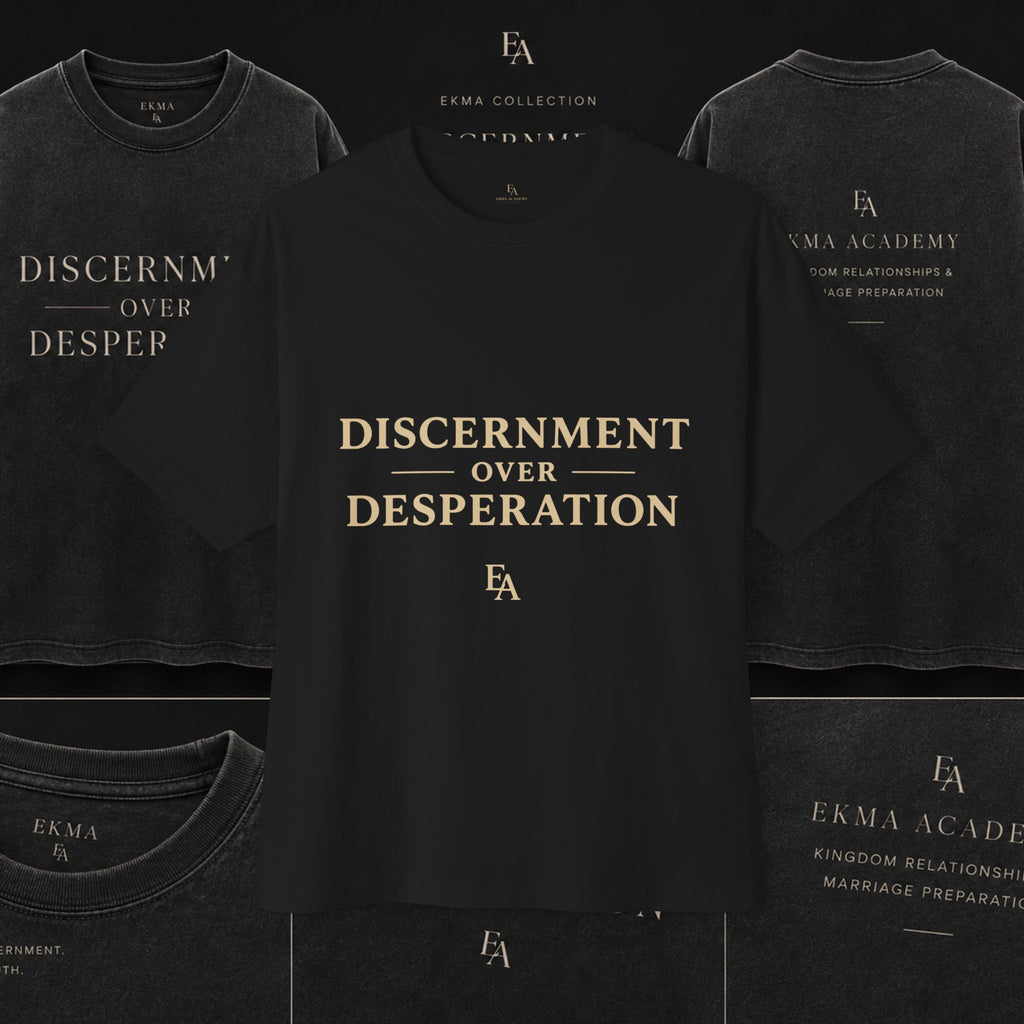 DISCERNMENT OVER DESPERATION Premium Heavy Oversized Christian Tee | EKMA Academy Kingdom Streetwear