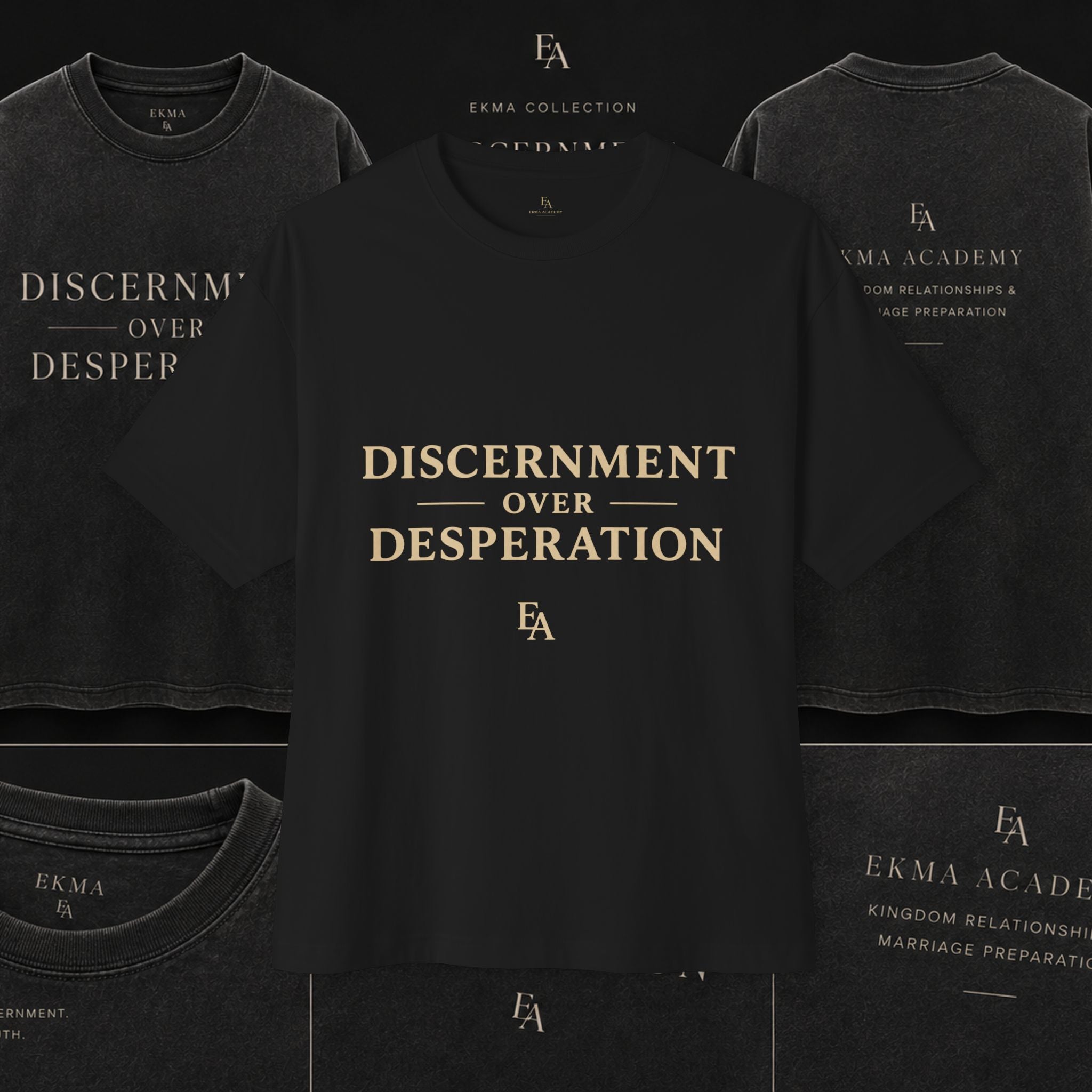 DISCERNMENT OVER DESPERATION Premium Heavy Oversized Christian Tee | EKMA Academy Kingdom Streetwear