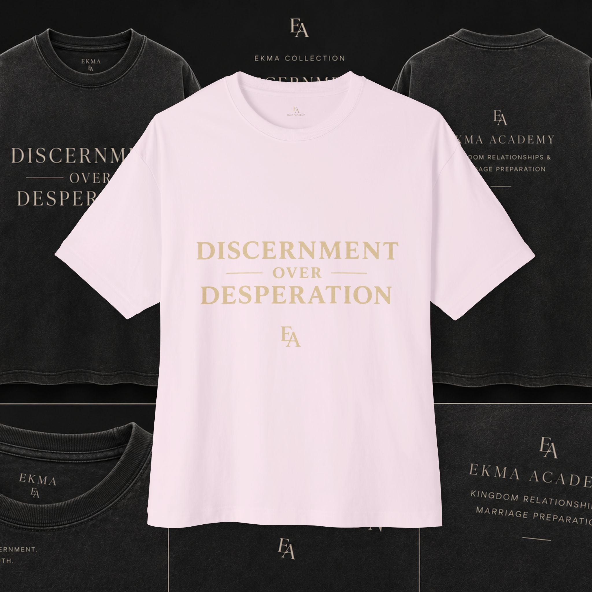 DISCERNMENT OVER DESPERATION Premium Heavy Oversized Christian Tee | EKMA Academy Kingdom Streetwear