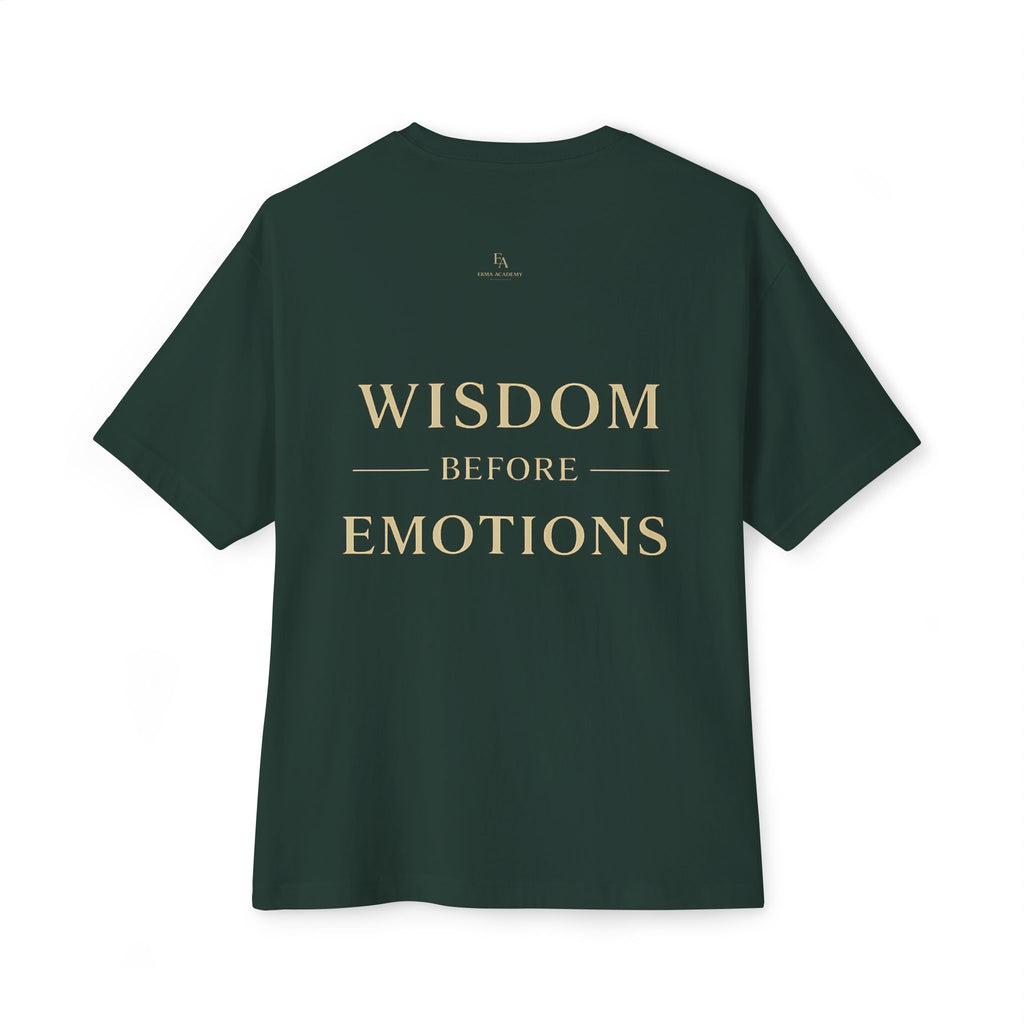 WISDOM BEFORE EMOTIONS - Unisex Premium Heavy Oversized Christian Tee with letters at the back| EKMA Academy Kingdom Streetwear