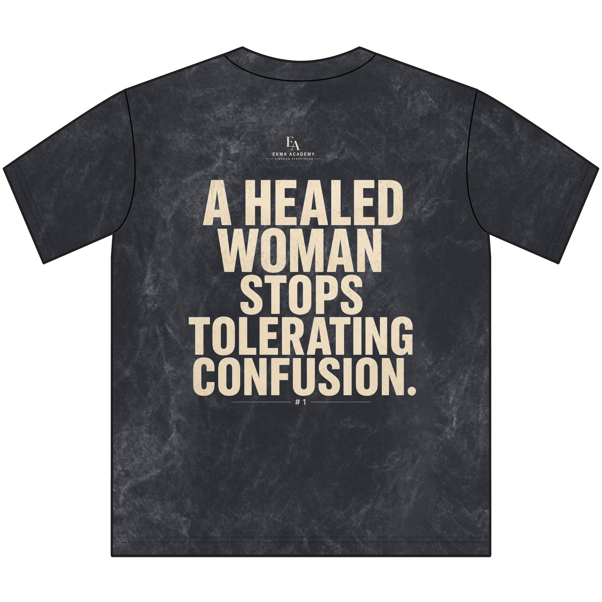 A HEALED WOMAN STOPS TOLERATING CONFUSION | Unisex Premium Heavyweight Oversized Tee | EKMA Kingdom Streetwear