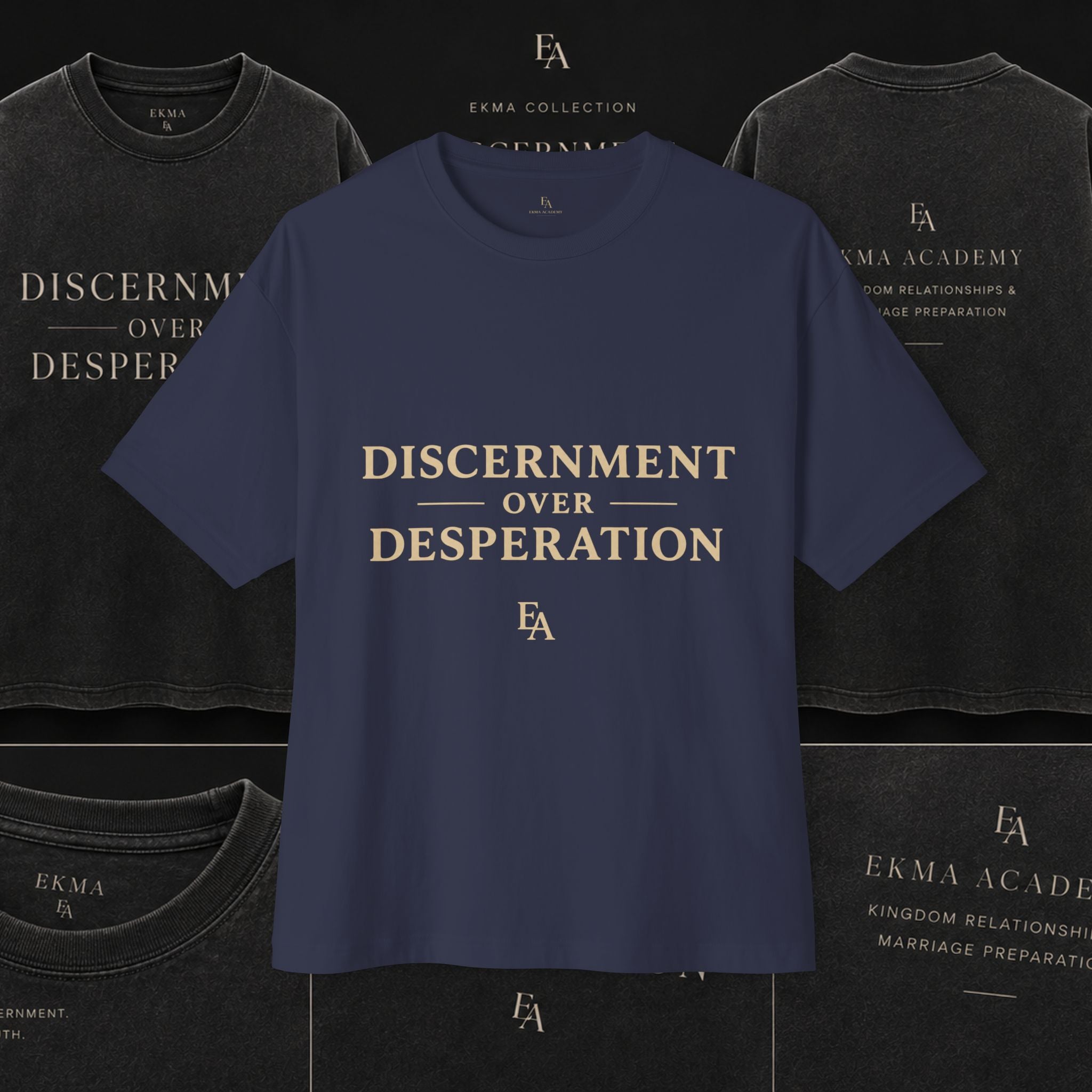 DISCERNMENT OVER DESPERATION Premium Heavy Oversized Christian Tee | EKMA Academy Kingdom Streetwear