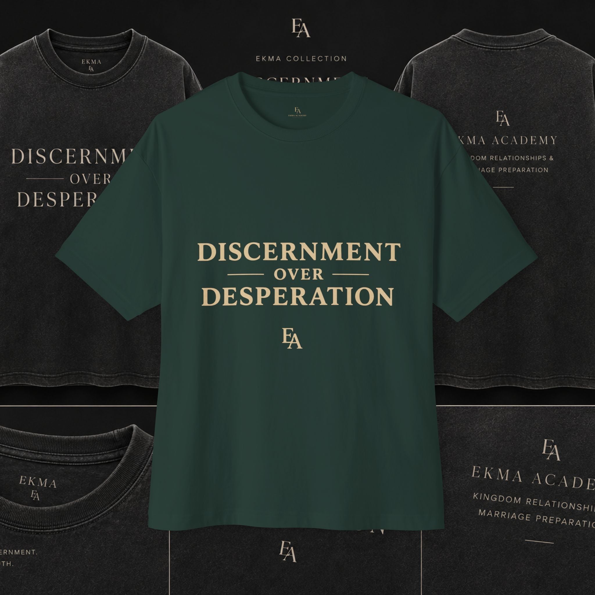 DISCERNMENT OVER DESPERATION Premium Heavy Oversized Christian Tee | EKMA Academy Kingdom Streetwear