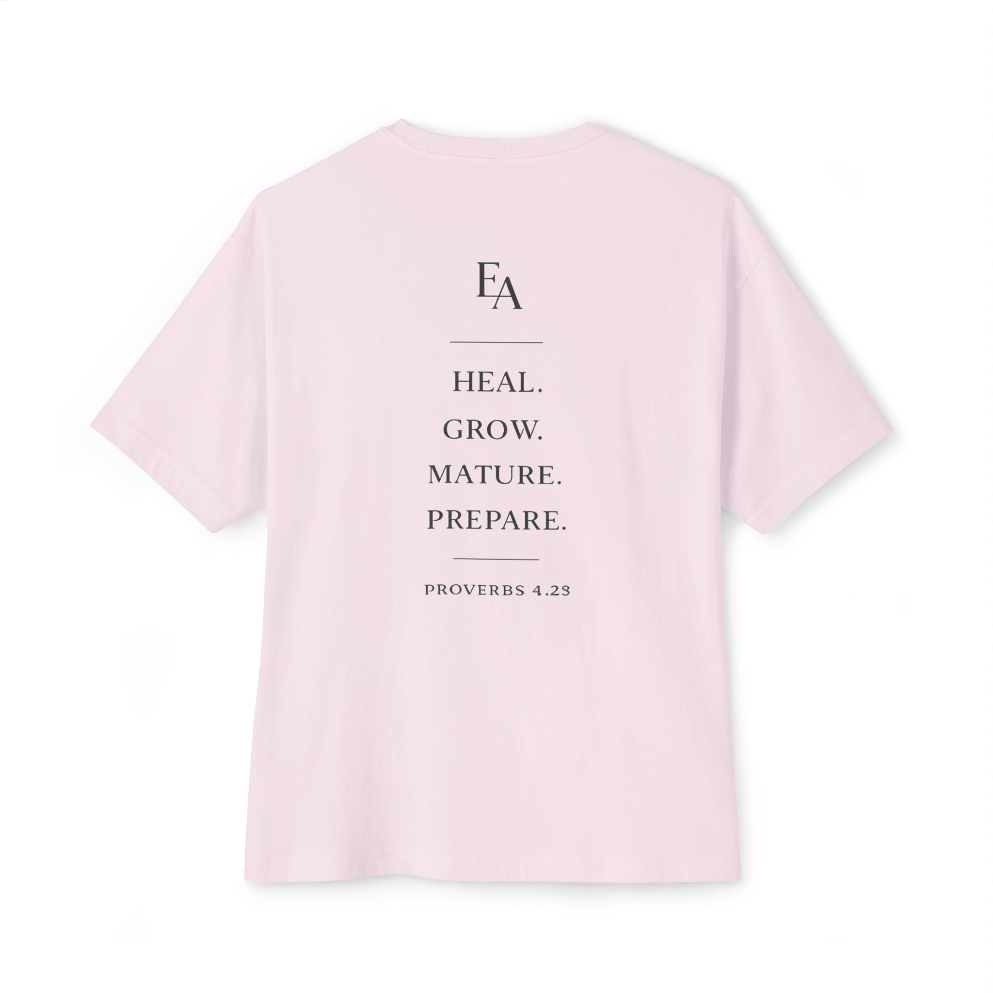 WISDOM BEFORE EMOTIONS - Black letters Unisex Premium Heavy Oversized Christian Tee | EKMA Academy Kingdom Streetwear