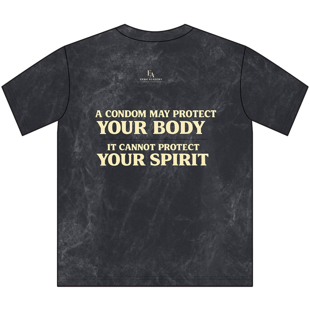 A CONDOM MAY PROTECT YOUR BODY, IT CANNOT PROTECT YOUR SPIRIT™ | Premium Heavyweight Christian Streetwear Tee
