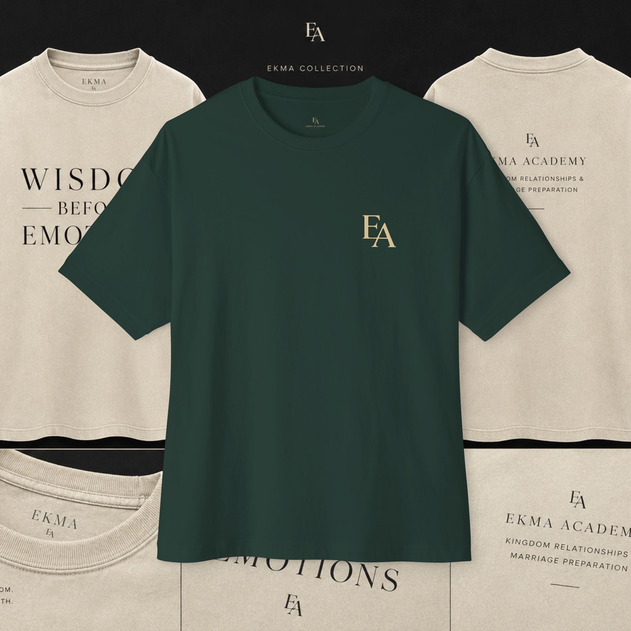 WISDOM BEFORE EMOTIONS - Unisex Premium Heavy Oversized Christian Tee with letters at the back| EKMA Academy Kingdom Streetwear