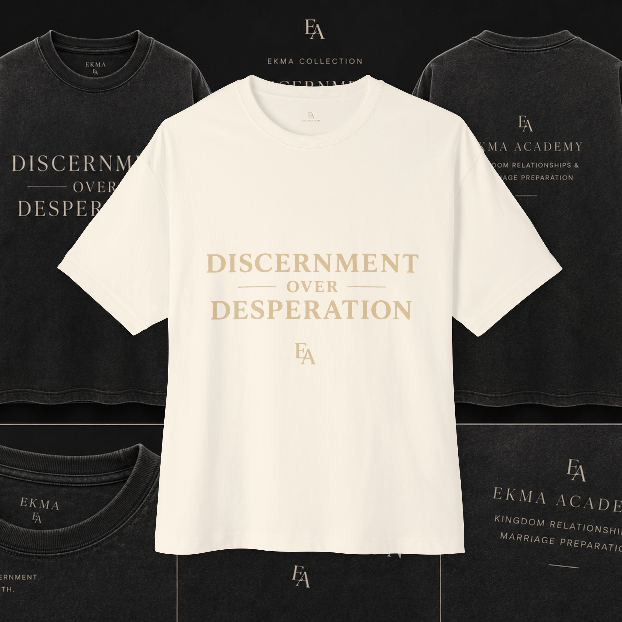 DISCERNMENT OVER DESPERATION Premium Heavy Oversized Christian Tee | EKMA Academy Kingdom Streetwear