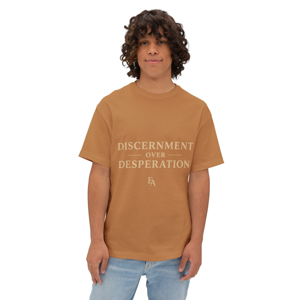DISCERNMENT OVER DESPERATION Premium Heavy Oversized Christian Tee | EKMA Academy Kingdom Streetwear