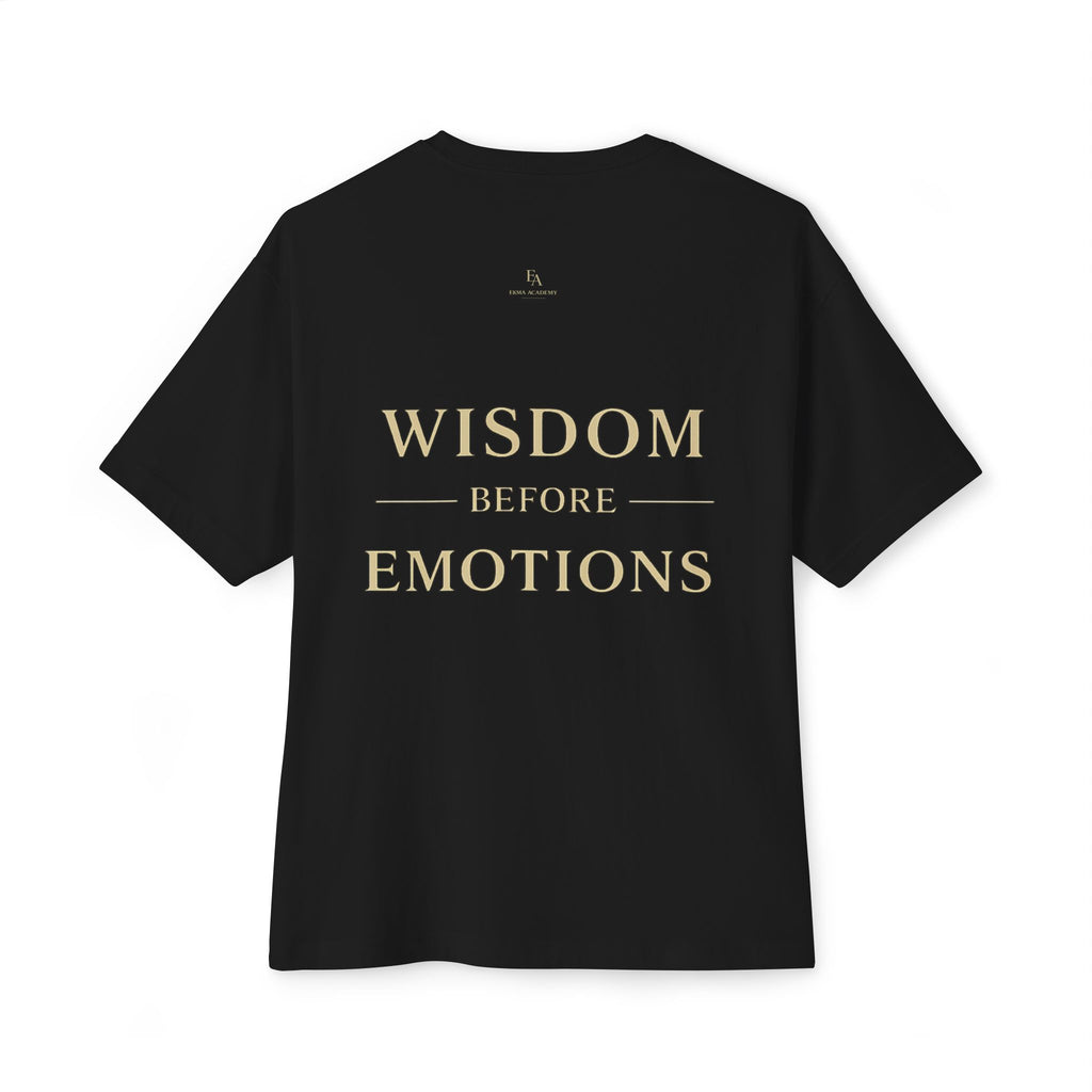 WISDOM BEFORE EMOTIONS - Unisex Premium Heavy Oversized Christian Tee with letters at the back| EKMA Academy Kingdom Streetwear
