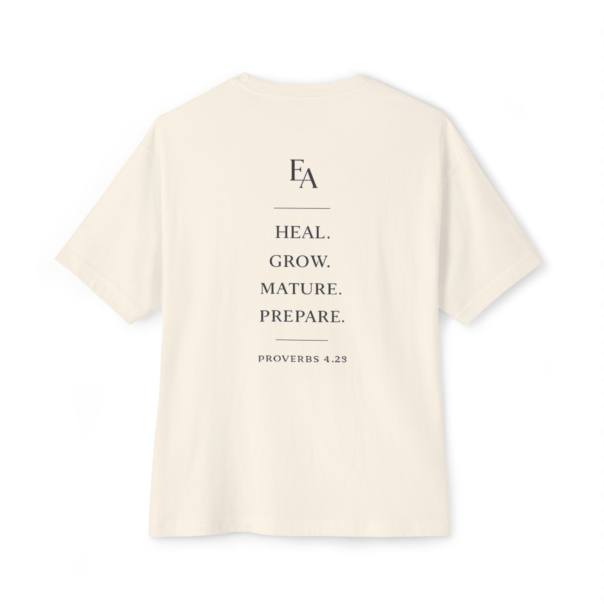 WISDOM BEFORE EMOTIONS - Black letters Unisex Premium Heavy Oversized Christian Tee | EKMA Academy Kingdom Streetwear