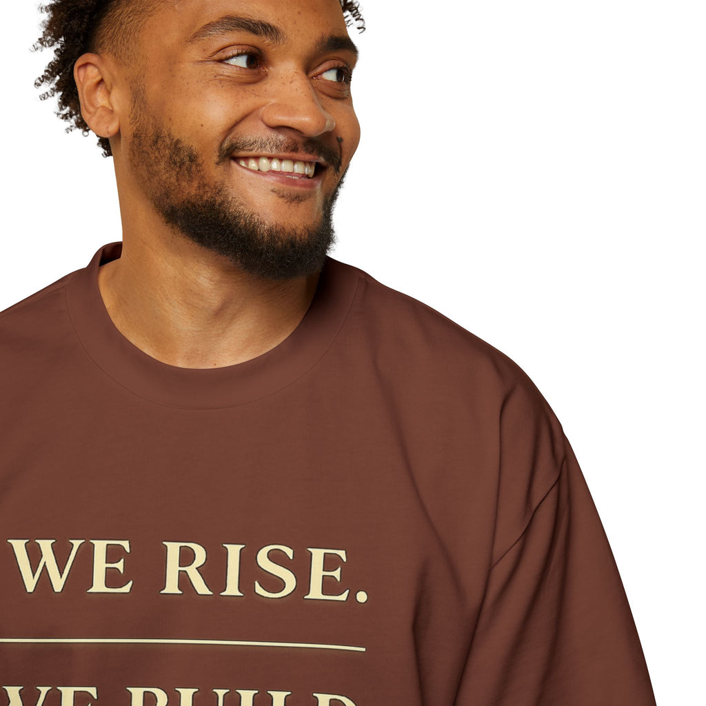 WE RISE. WE BUILD. WE RESTORE. Premium Heavy Oversized Christian Tee | EKMA Academy Kingdom Streetwear