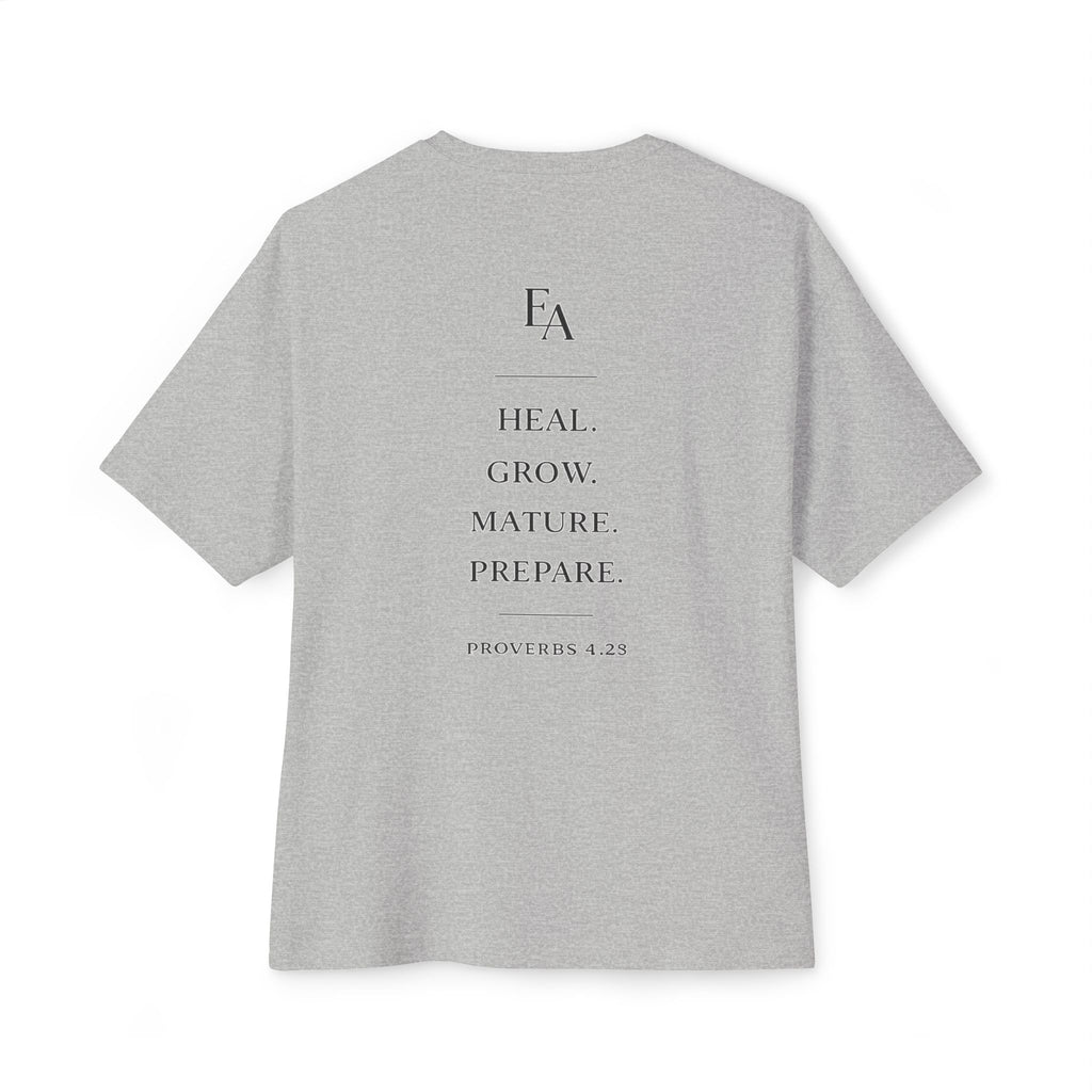 WISDOM BEFORE EMOTIONS - Black letters Unisex Premium Heavy Oversized Christian Tee | EKMA Academy Kingdom Streetwear