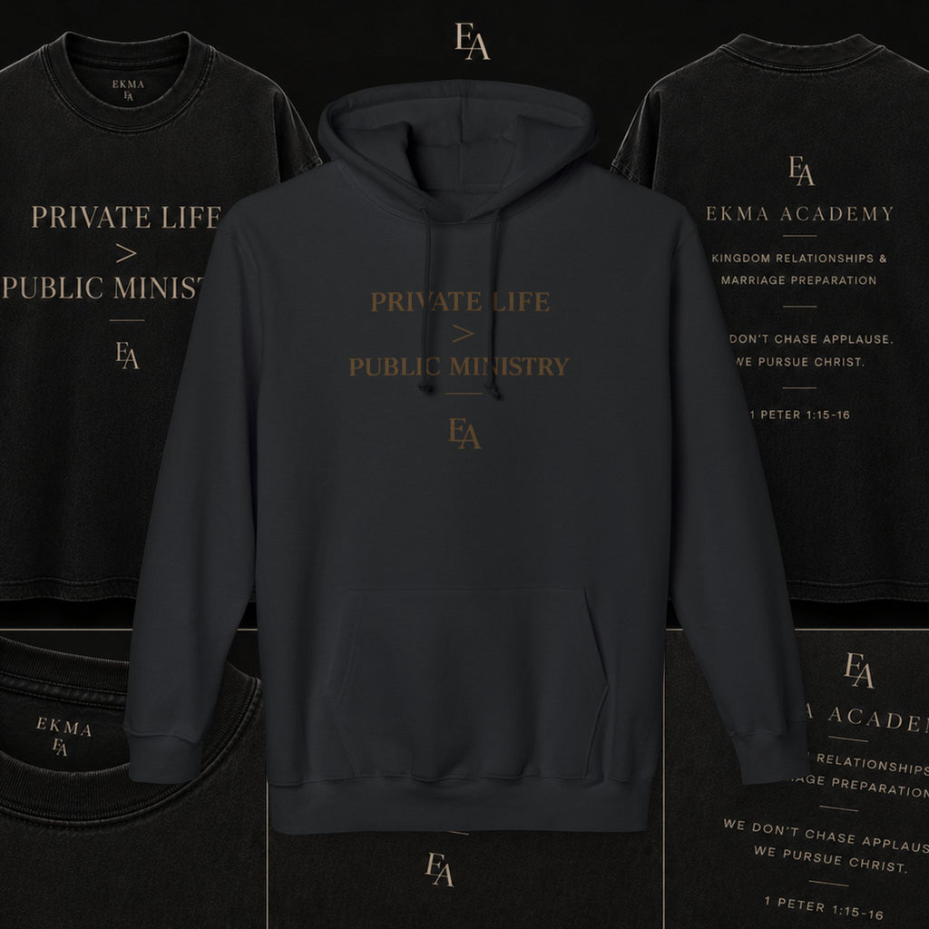 PRIVATE LIFE > PUBLIC MINISTRY –  Unisex Premium Oversized Christian Hoodie | EKMA Collection