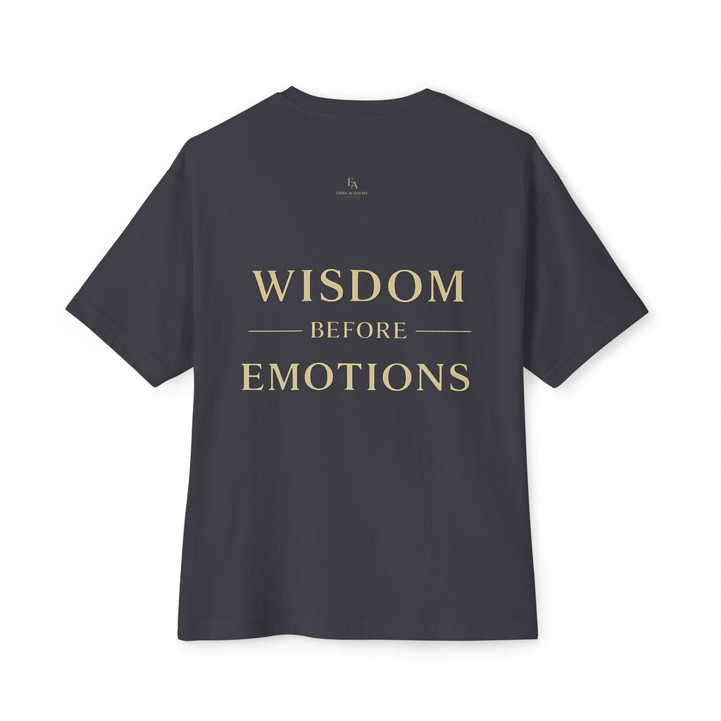WISDOM BEFORE EMOTIONS - Unisex Premium Heavy Oversized Christian Tee with letters at the back| EKMA Academy Kingdom Streetwear